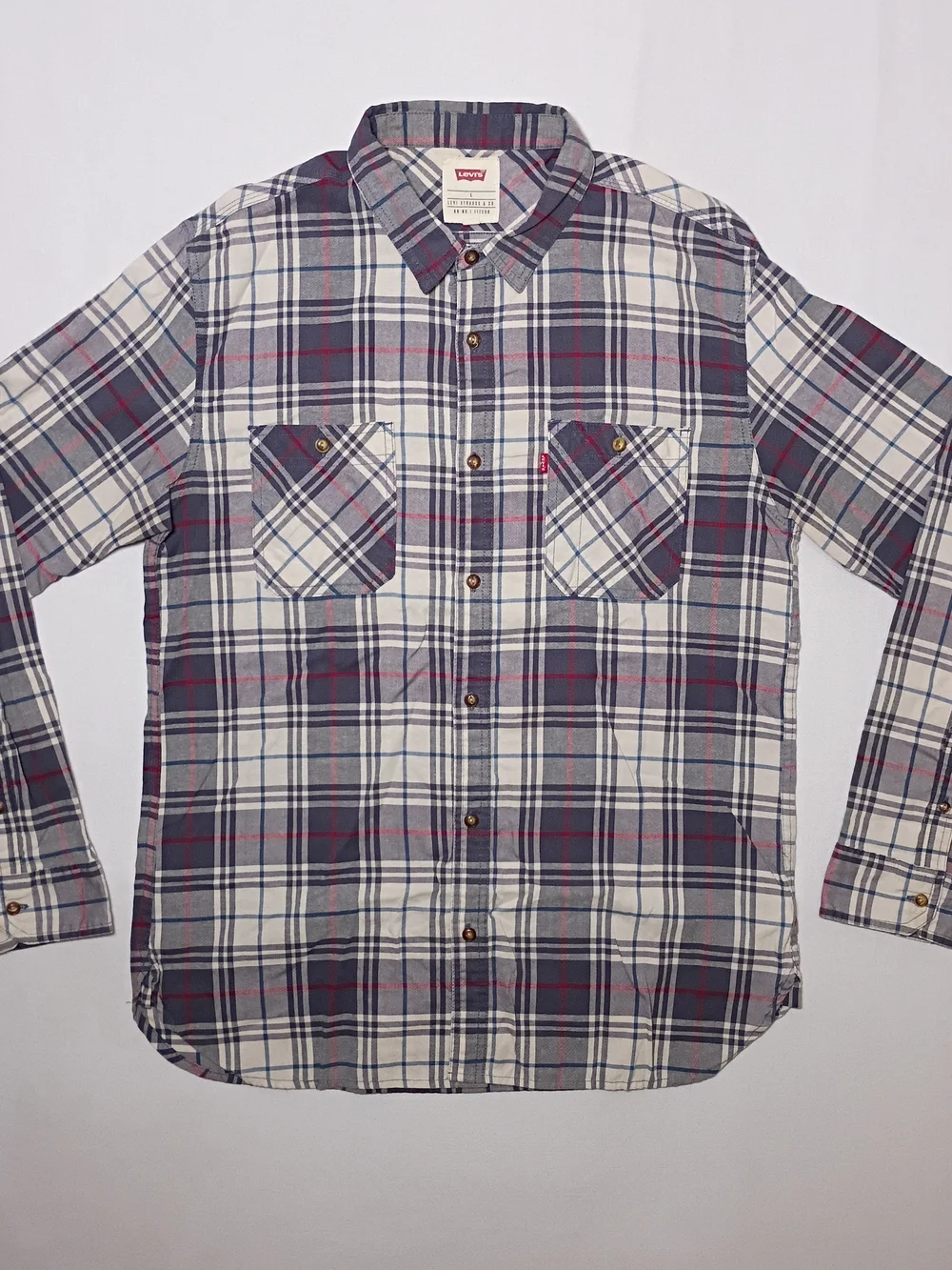 Levi's Mens Western Plaid Lightweight Button Up Flannel Shirt Large Multicolor